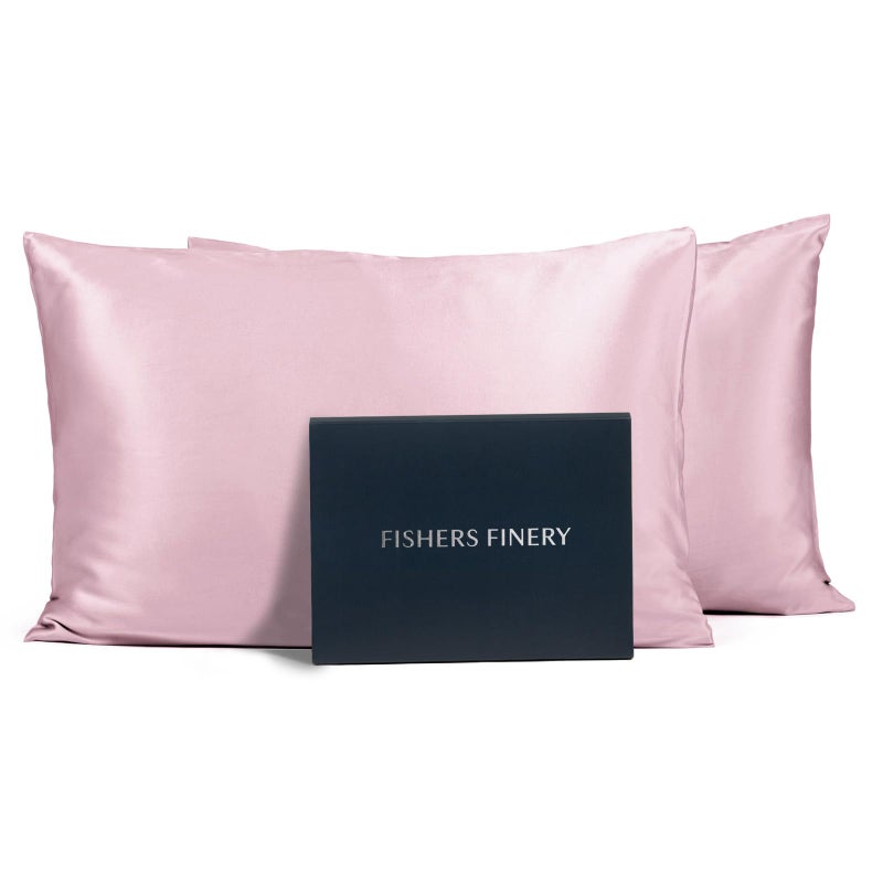 Fishers Finery 25mm 100% Pure Mulberry Silk Pillowcase (English Rose King 2 Pack) - Image 1